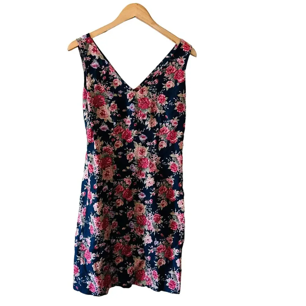 Boston Proper Linen Floral V Neck Dress Size 4 - Picture 7 of 7